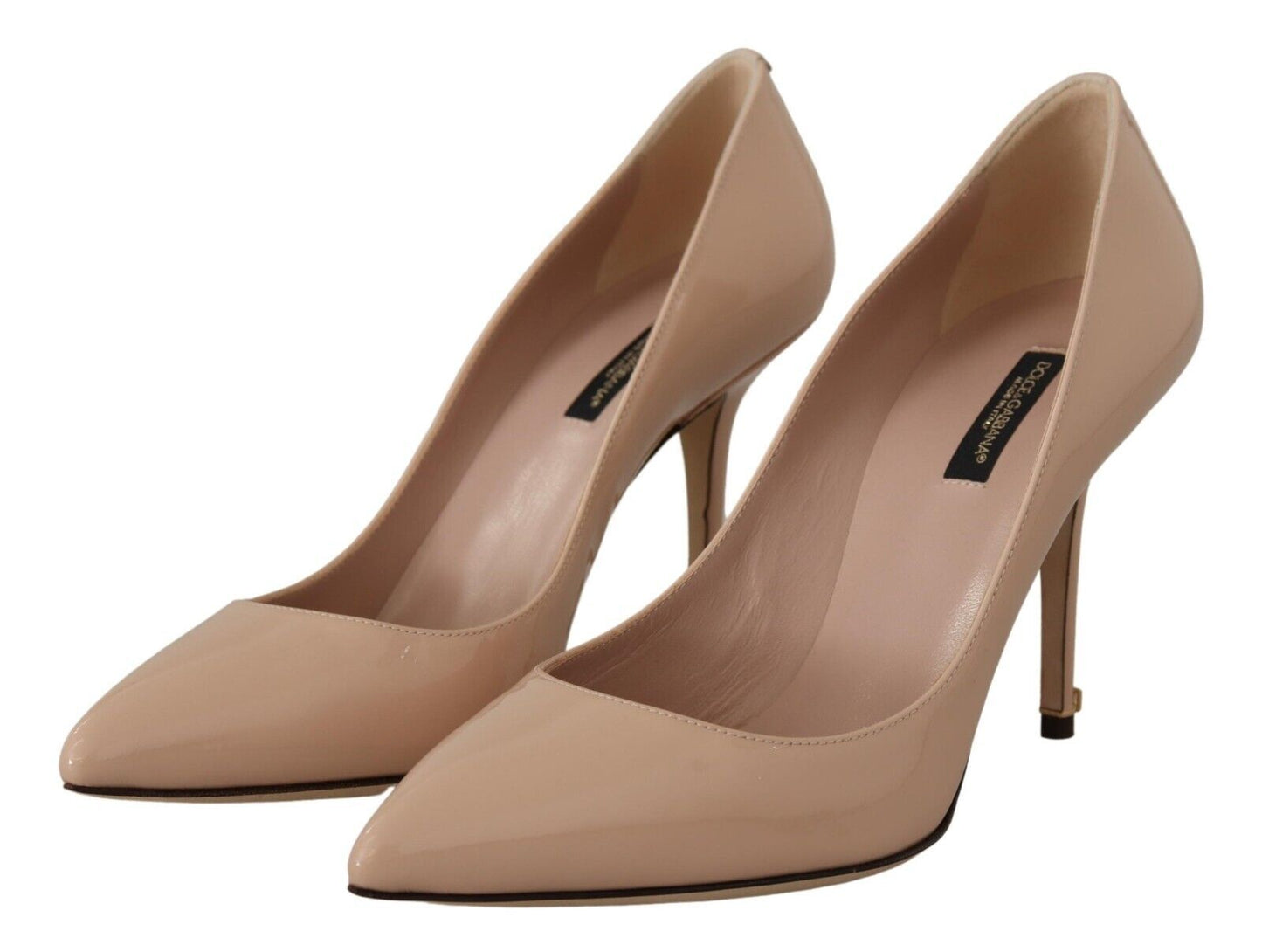 Beige Patent Leather Heels Elegance