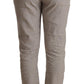 Light Gray Linen Blend Mid Waist Tapered Pants