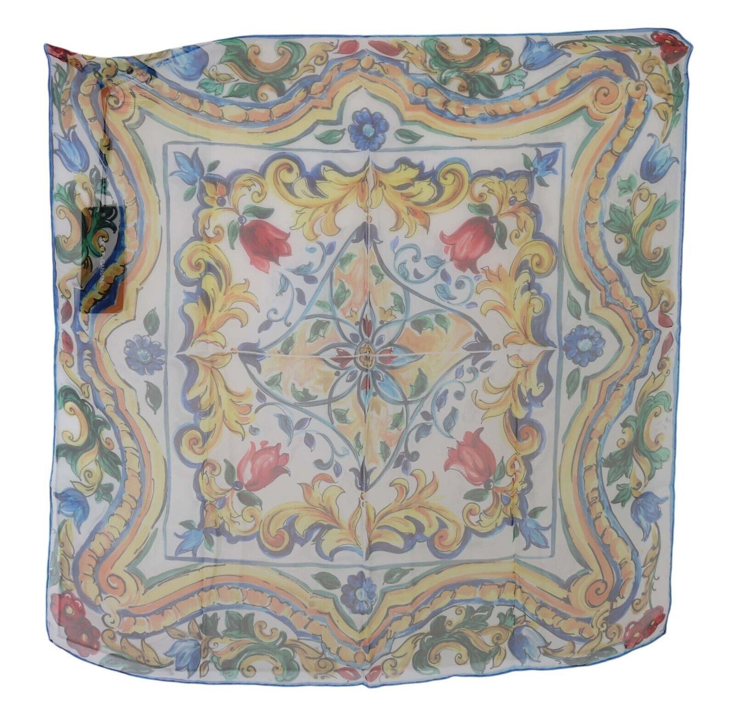 Elegant Majolica Print Silk Scarf