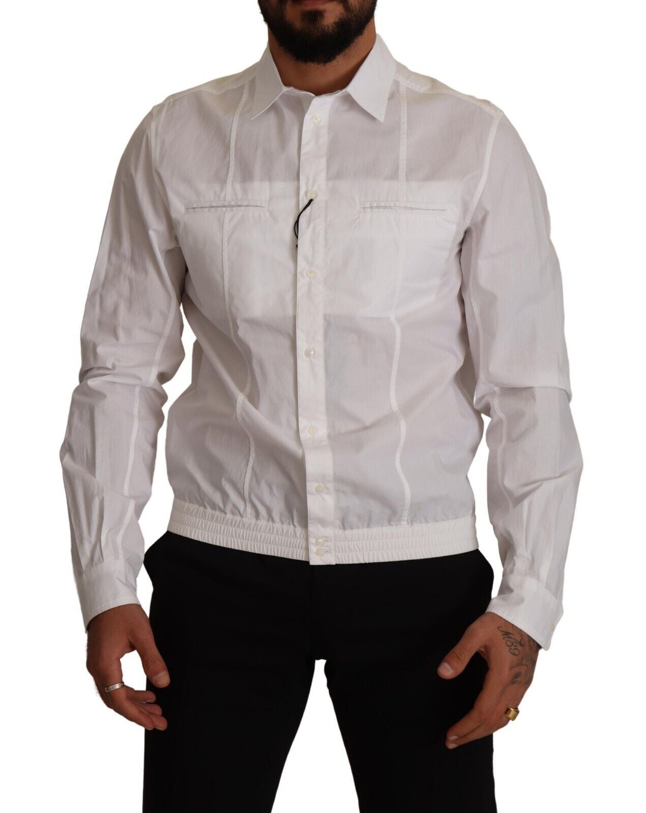 White Cotton Button Down Men Collared Shirt