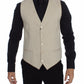 Beige Cotton Stretch Dress Vest Blazer