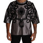 Silk Crew Neck Tee with Sacred Heart Embroidery