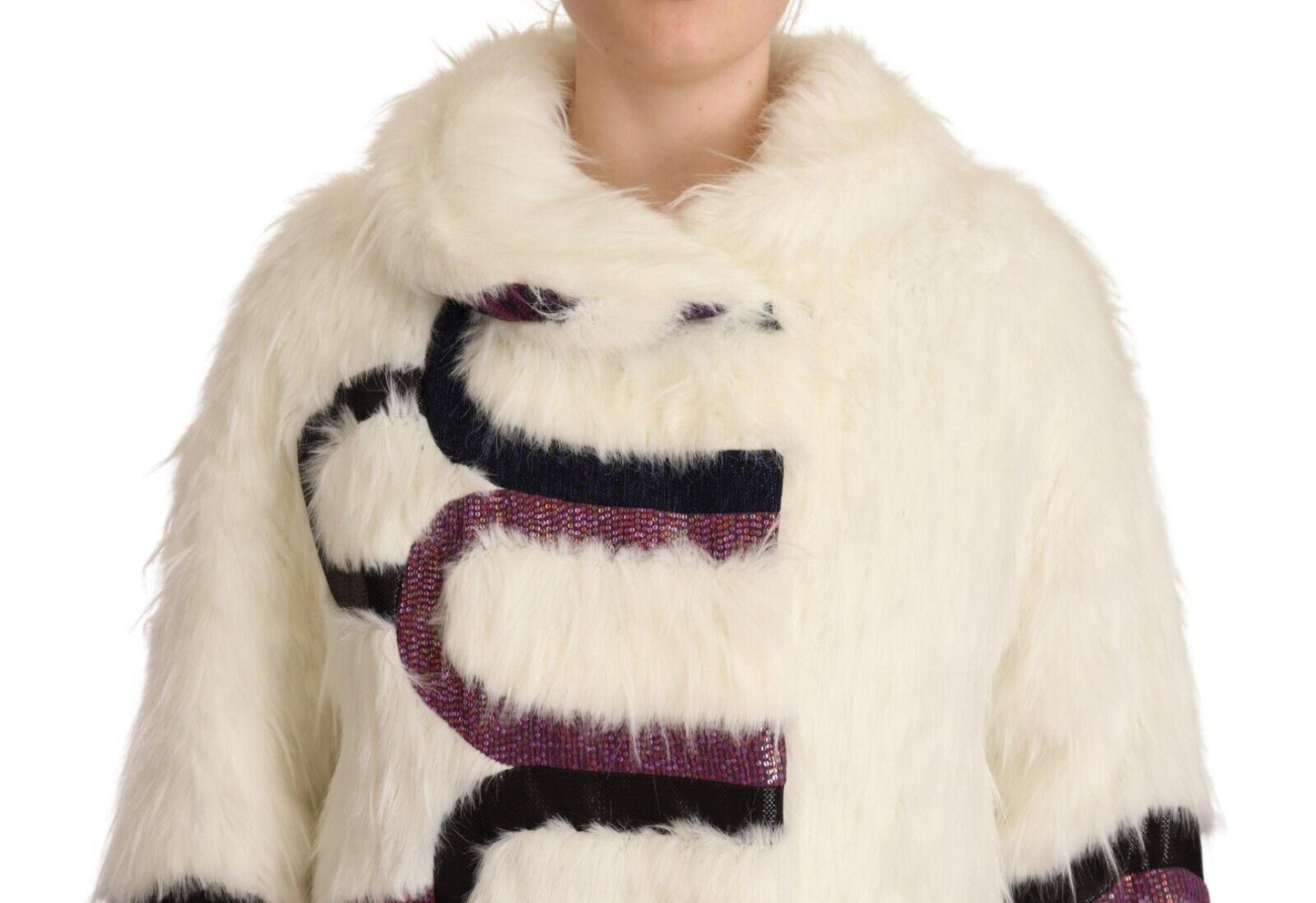 Elegant White Fur Overcoat Jacket