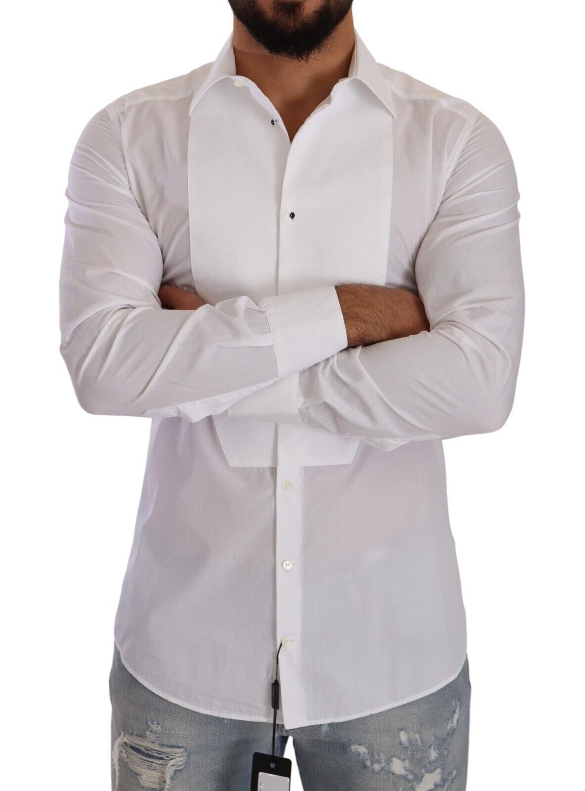 Elegant White Cotton Poplin Slim Fit Shirt