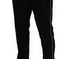 Elegant Silk Jogging Pants with White Stripe Detail