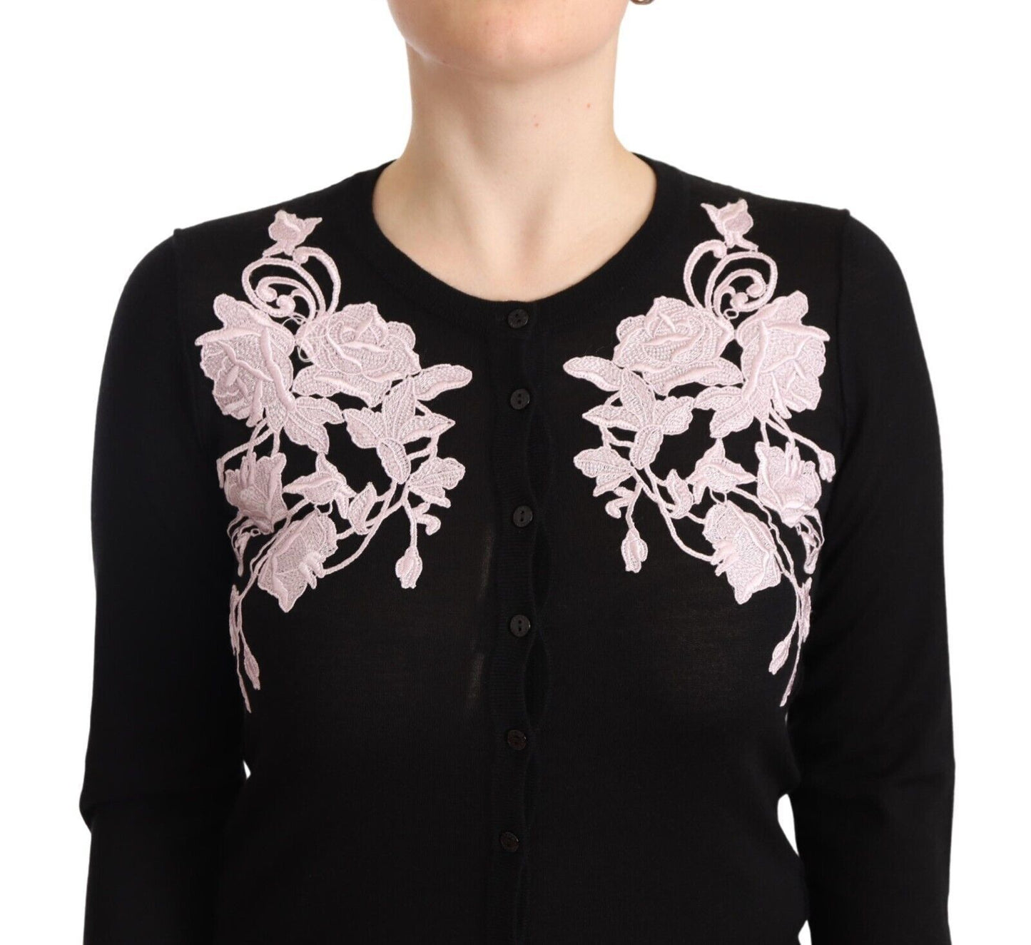 Elegant Floral Embroidery Cashmere Sweater