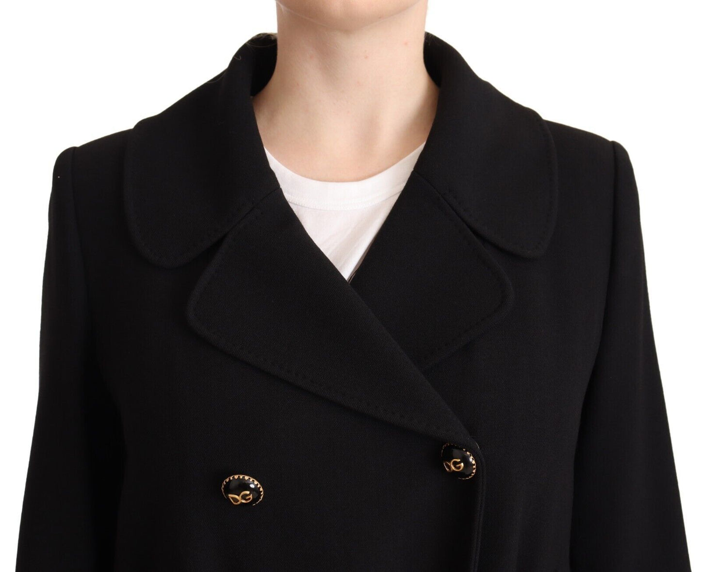 Chic Double Breasted Black Coat