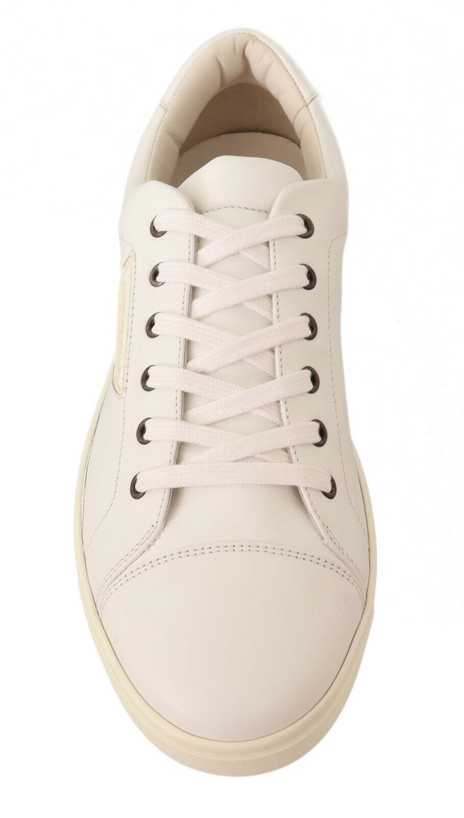 Elegant White Leather Low-Top Sneakers