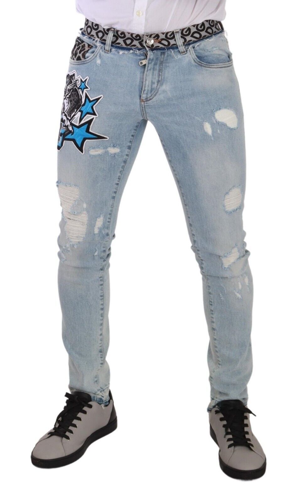 Elegant Slim Fit Light Blue Denim Jeans