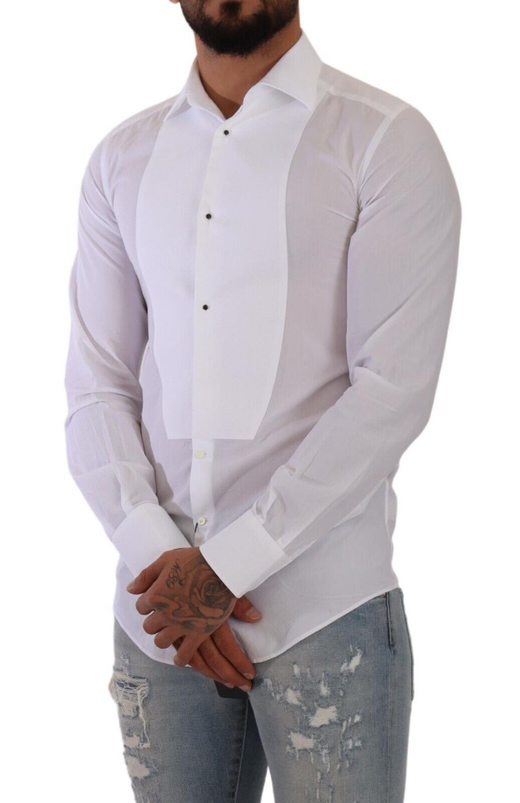 Elegant White Slim Fit Tuxedo Shirt