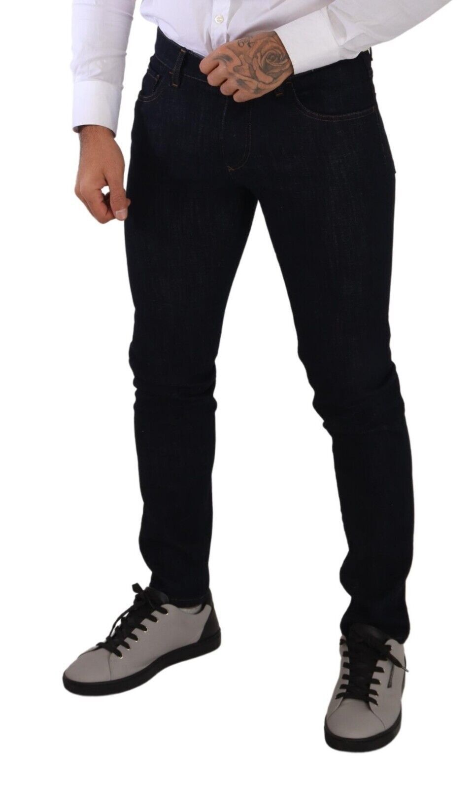 Elegant Slim-Fit Dark Blue Denim Jeans