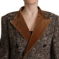 Brown Wool Double Breasted Trench Coat Jacket