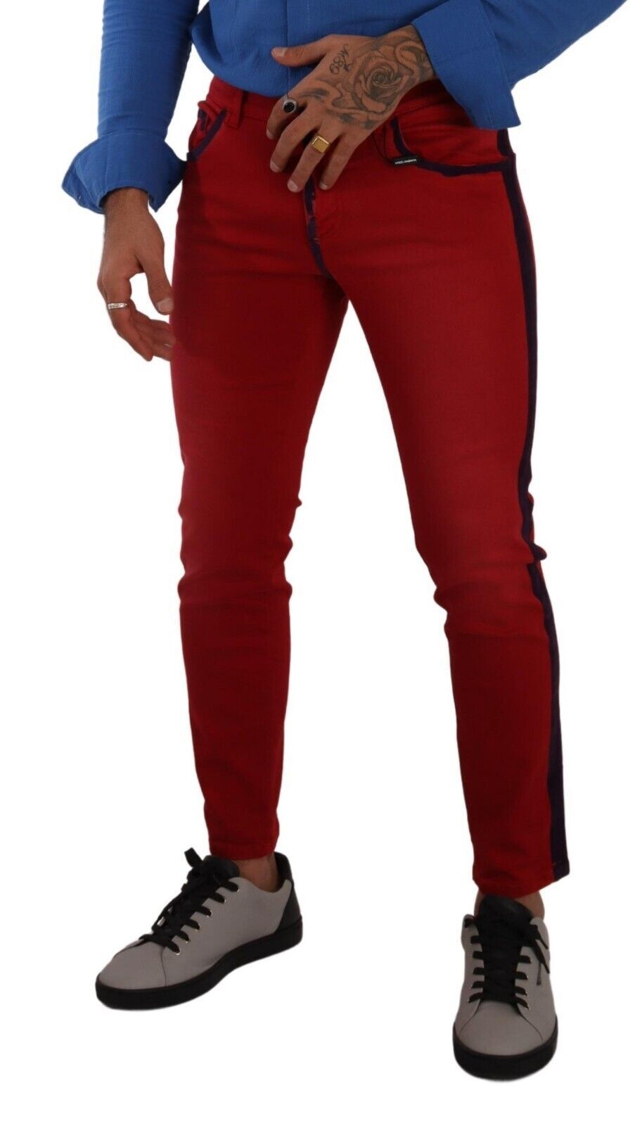 Chic Red Slim Fit Denim