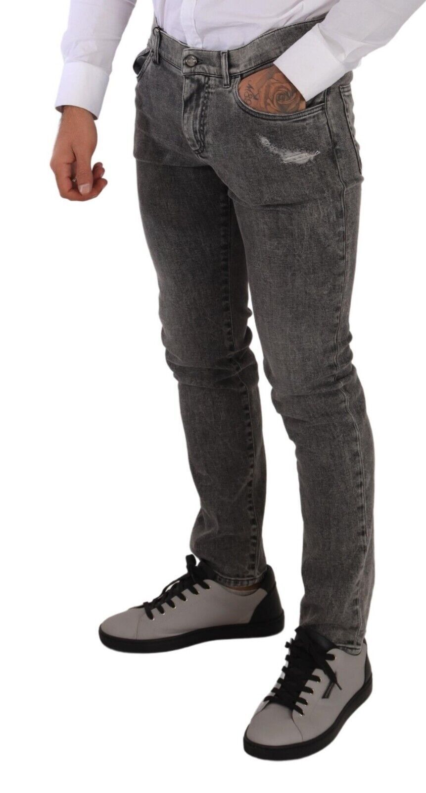 Elegant Gray Wash Skinny Jeans