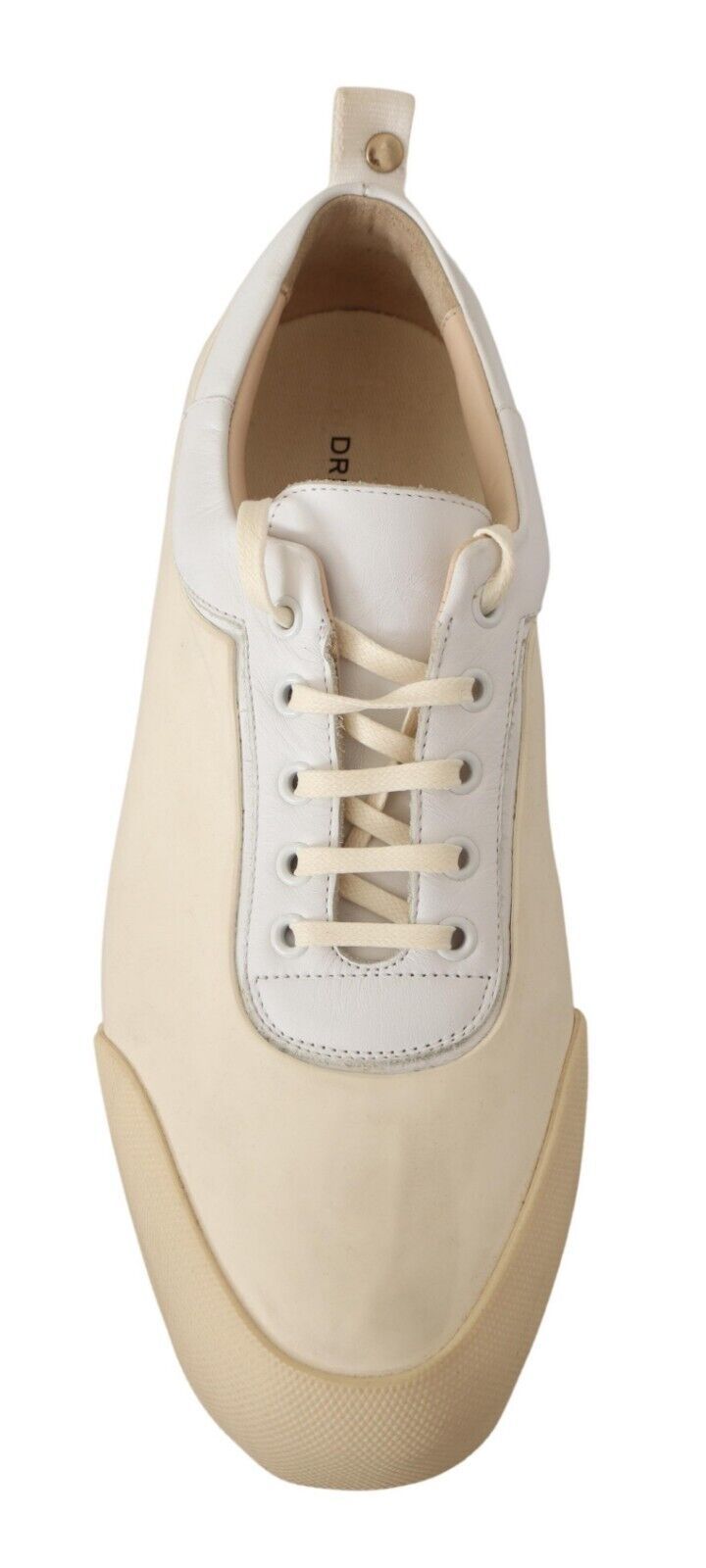 Elegant White Leather Low Top Sneakers