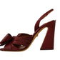 Burgundy Bow Applique Leather Heels