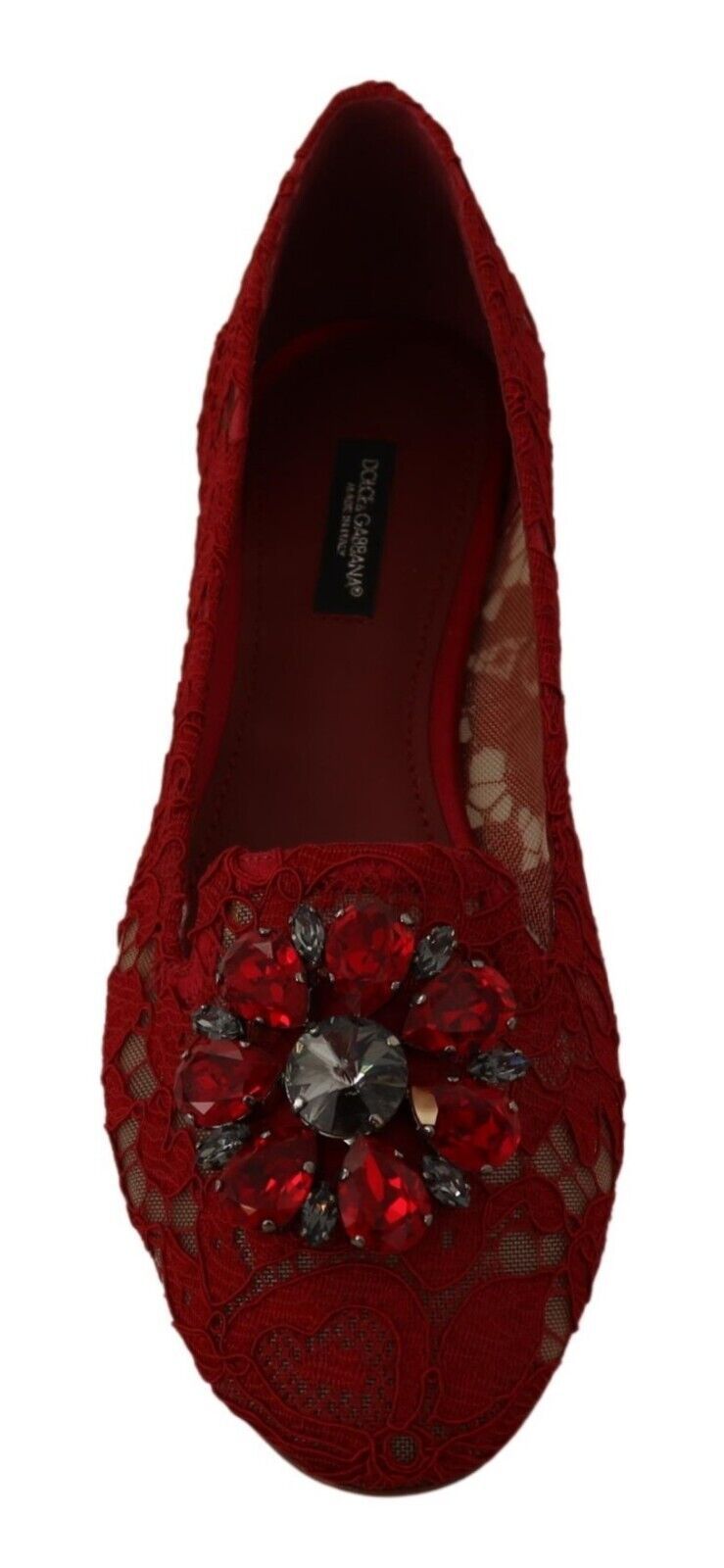 Ravishing Red Crystal Buckle Ballet Flats