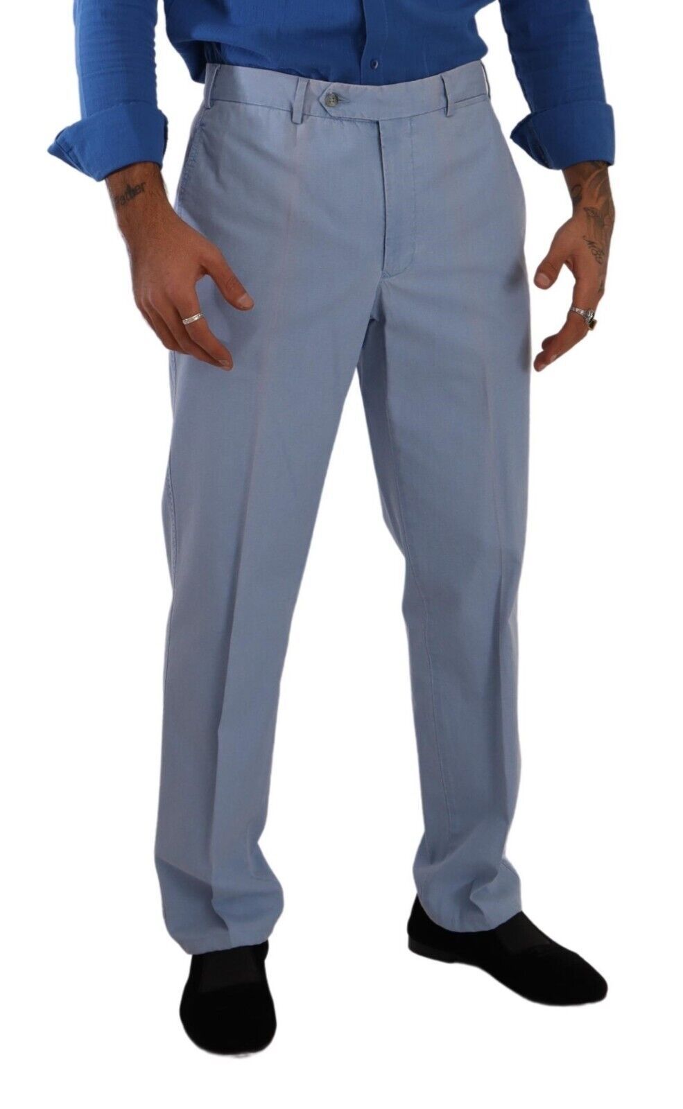 Elegant Light Blue Chinos Dress Pants