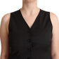 Elegant Black Wool Blend Waistcoat Vest Top