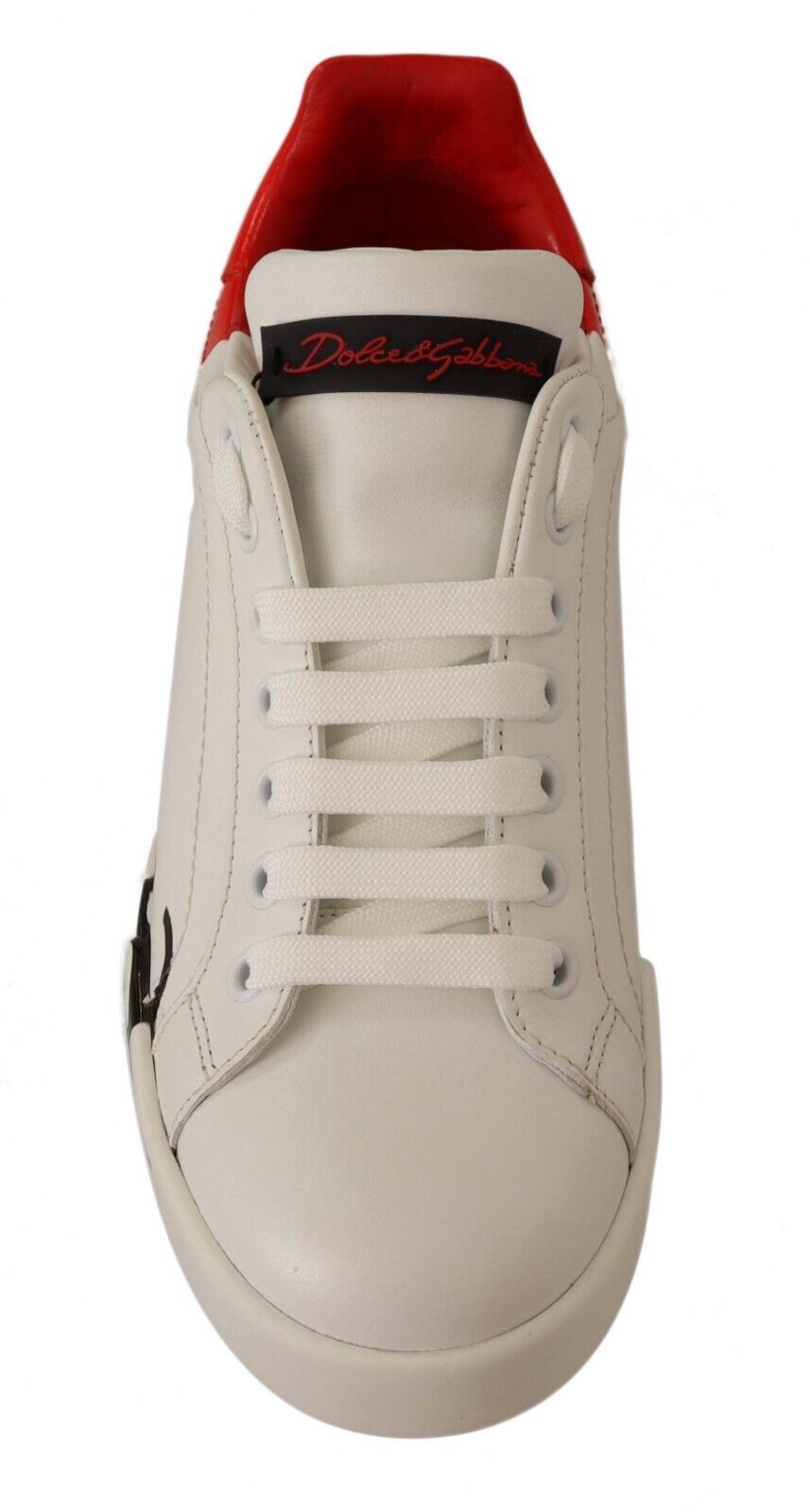 Elegant Portofino Leather Sneakers - Chic White and Red