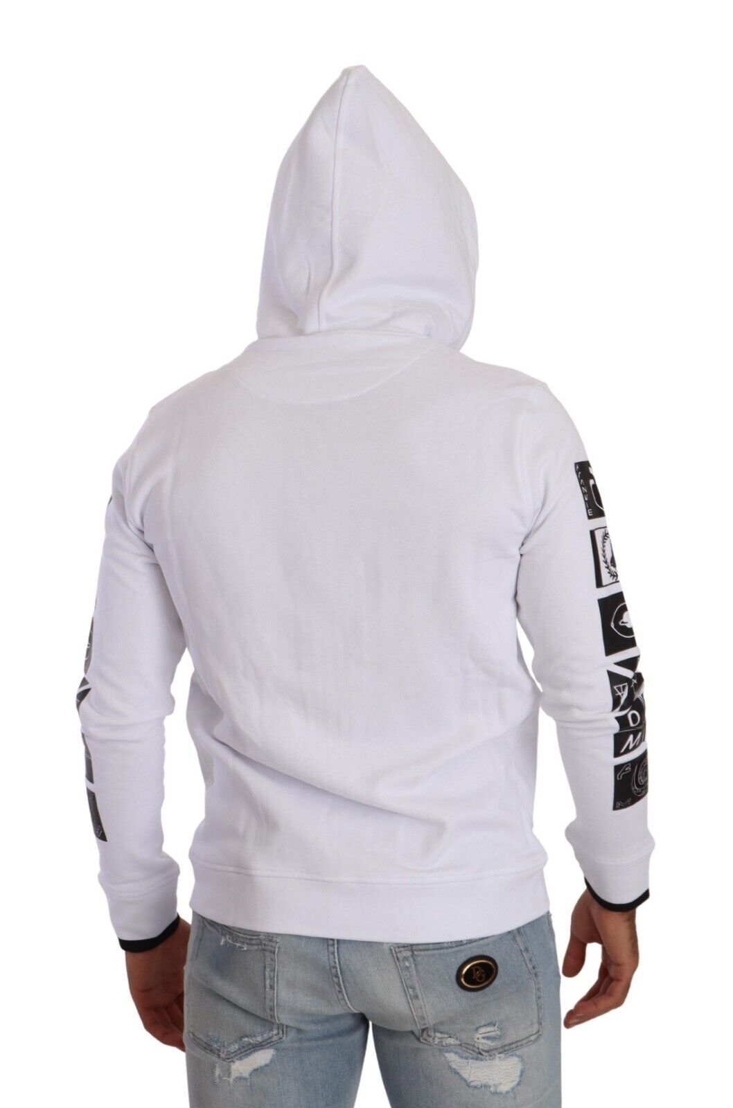 Chic White Hooded Zipper Sweatshirt Jacket