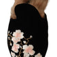 Chic Black Velvet Floral Embroidered Slides