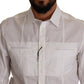 White Cotton Button Down Men Collared Shirt