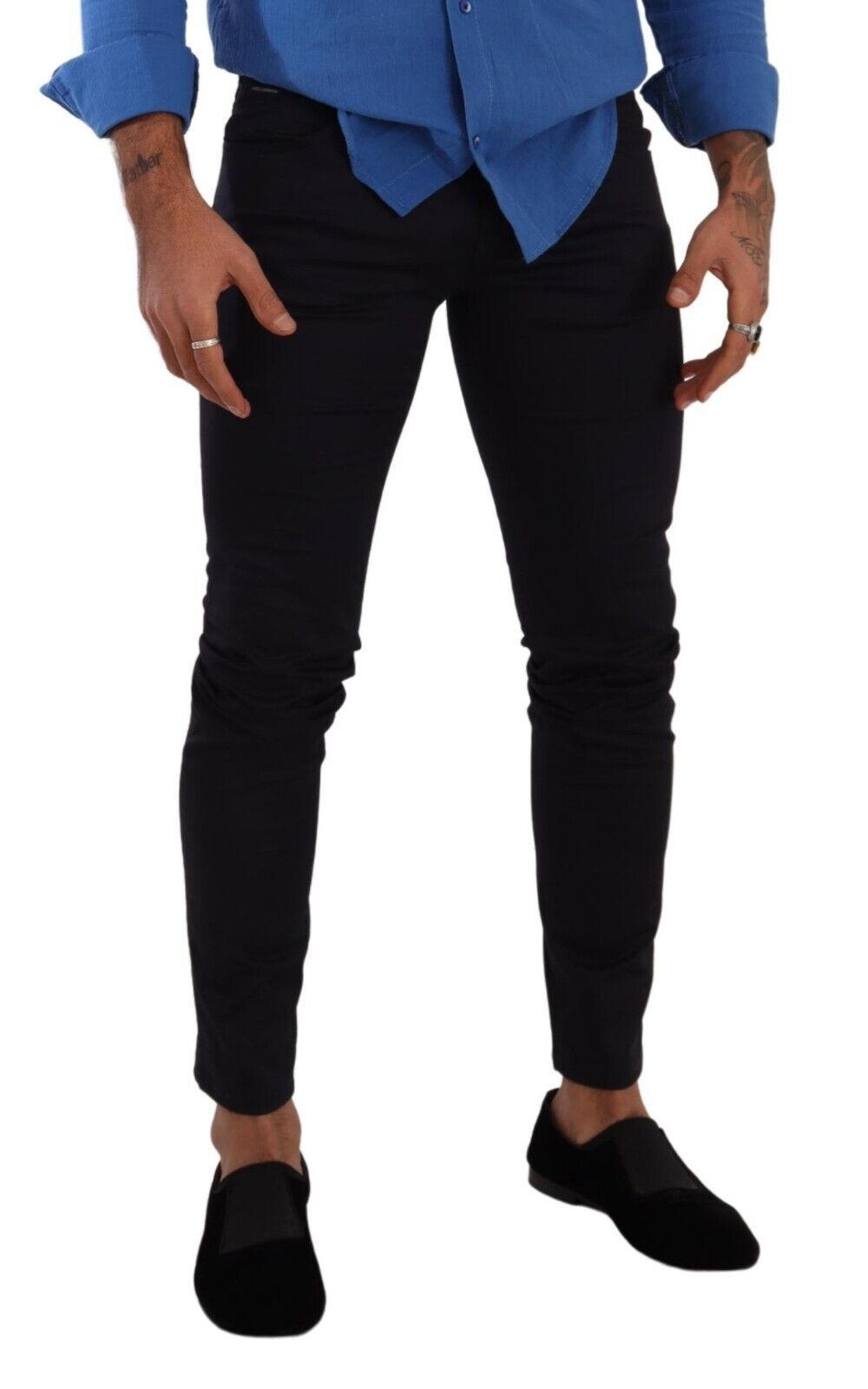 Blue Cotton Stretch Skinny Men Jeans