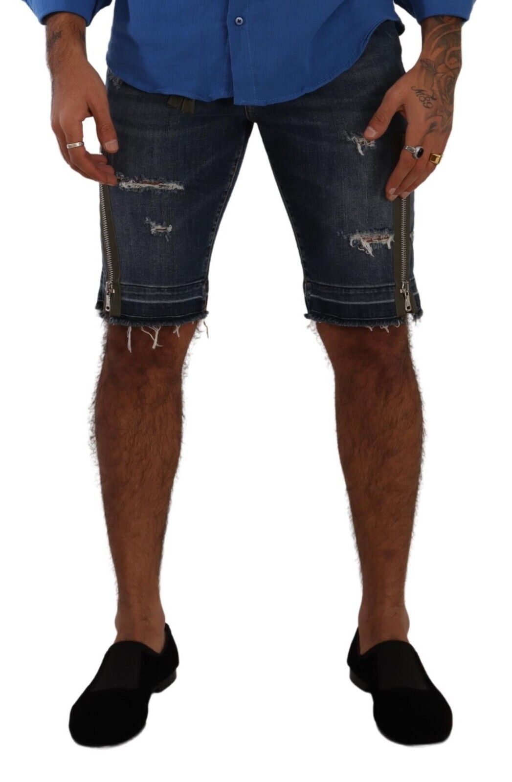 Elegant Dark Blue Denim Shorts for Men