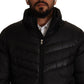 Sleek Black Puffer Jacket with Zipper Closure