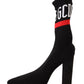 Chic Suede Ankle Boots with Logo Socks Accent
