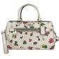 (CA229) Floral Field Leather Rowan Medium Satchel Handbag Purse Crossbody