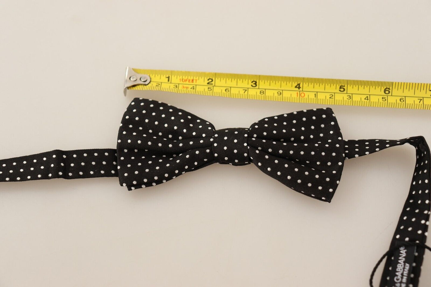 Elegant Black Silk Dotted Bow Tie