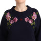 Blue Cashmere Crewneck Pullover Sweater