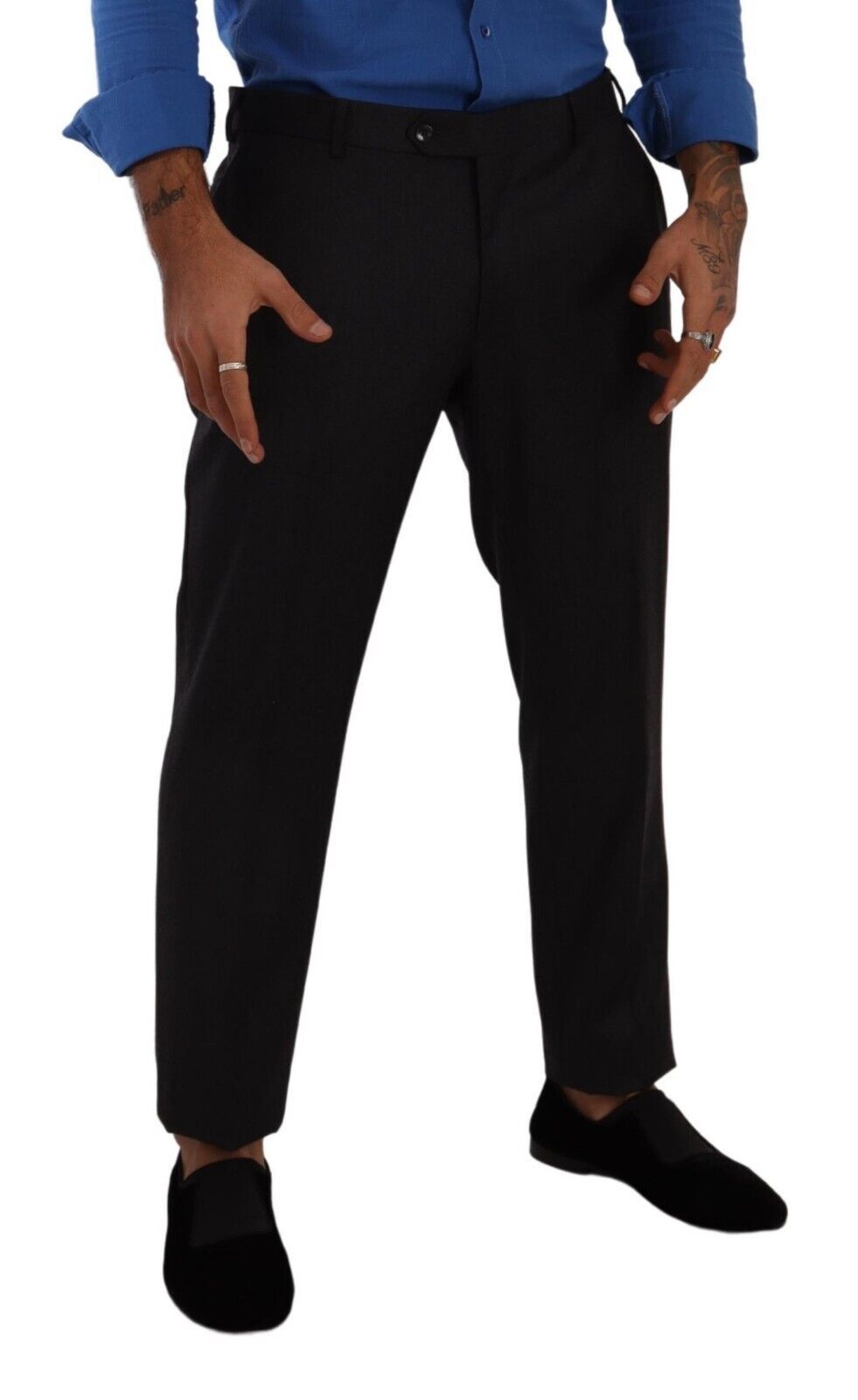 Elegant Black Cotton Dress Pants