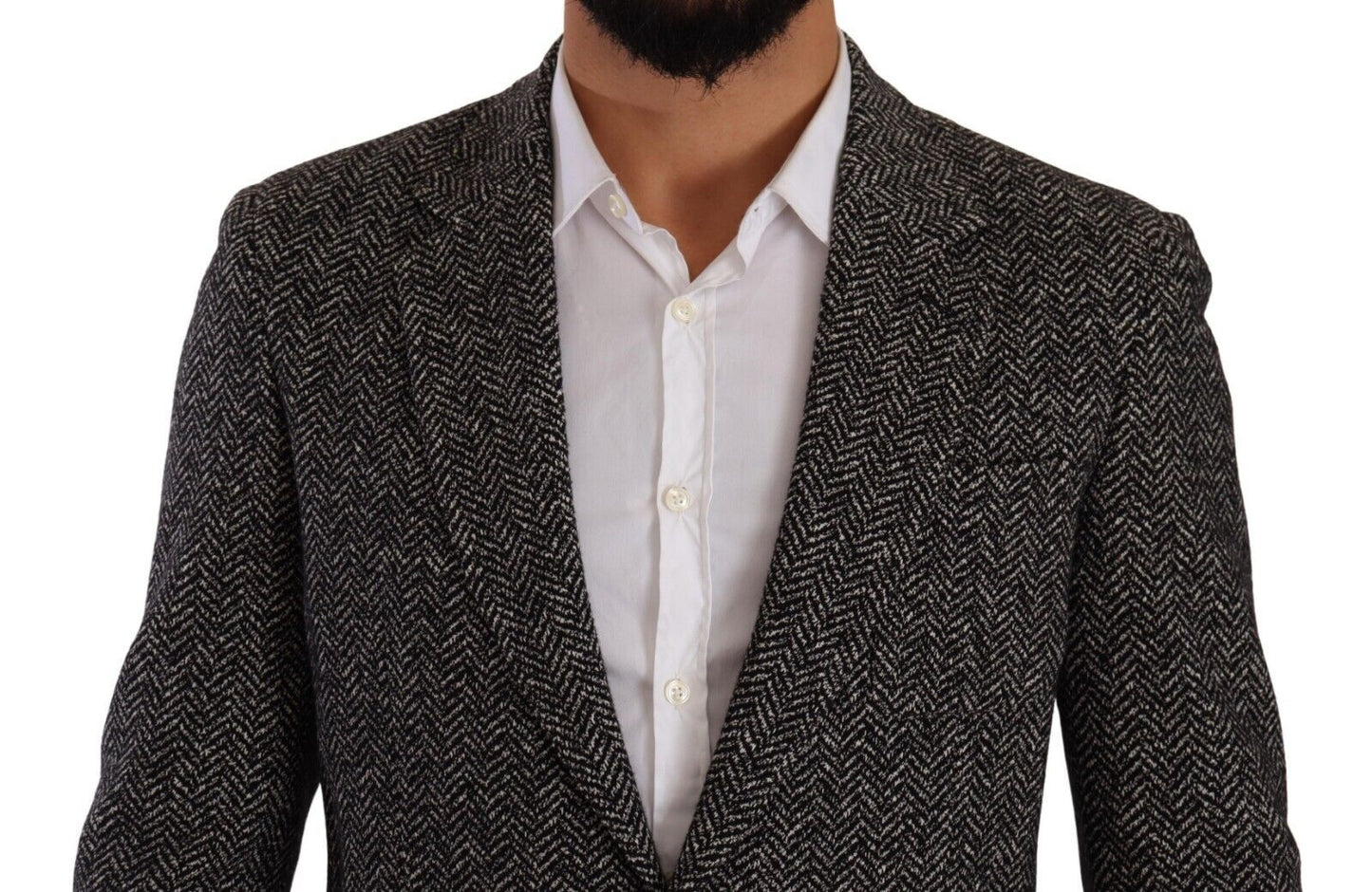 Elegant Slim Fit Gray Wool Blazer