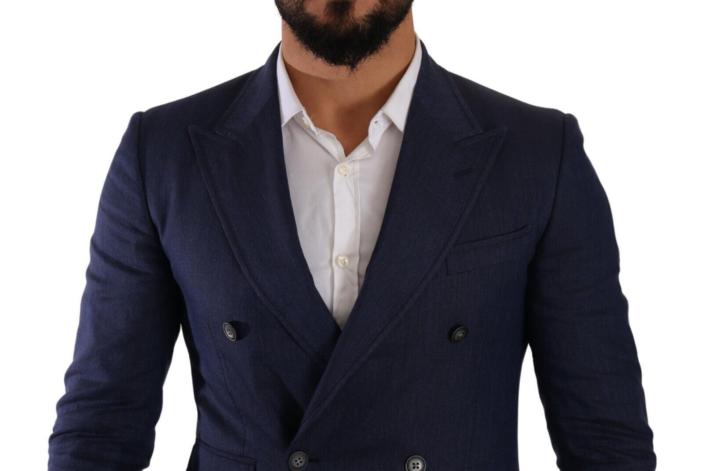 Elegant Slim Fit Silk Blend Blazer in Blue