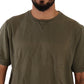 Army Green Crew Neck Cotton Tee