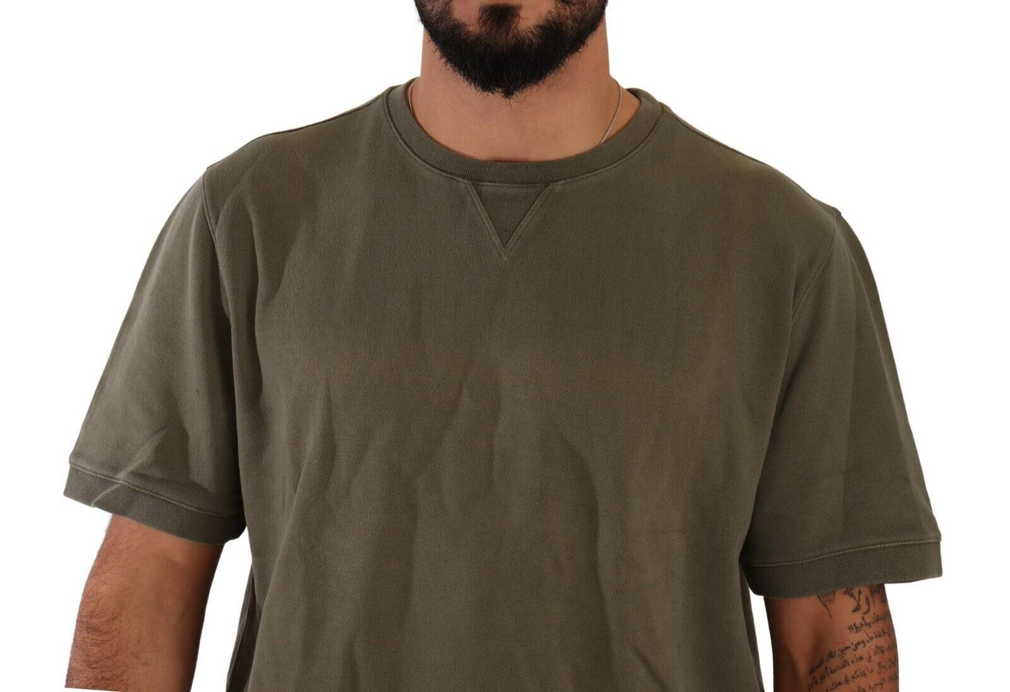 Army Green Crew Neck Cotton Tee