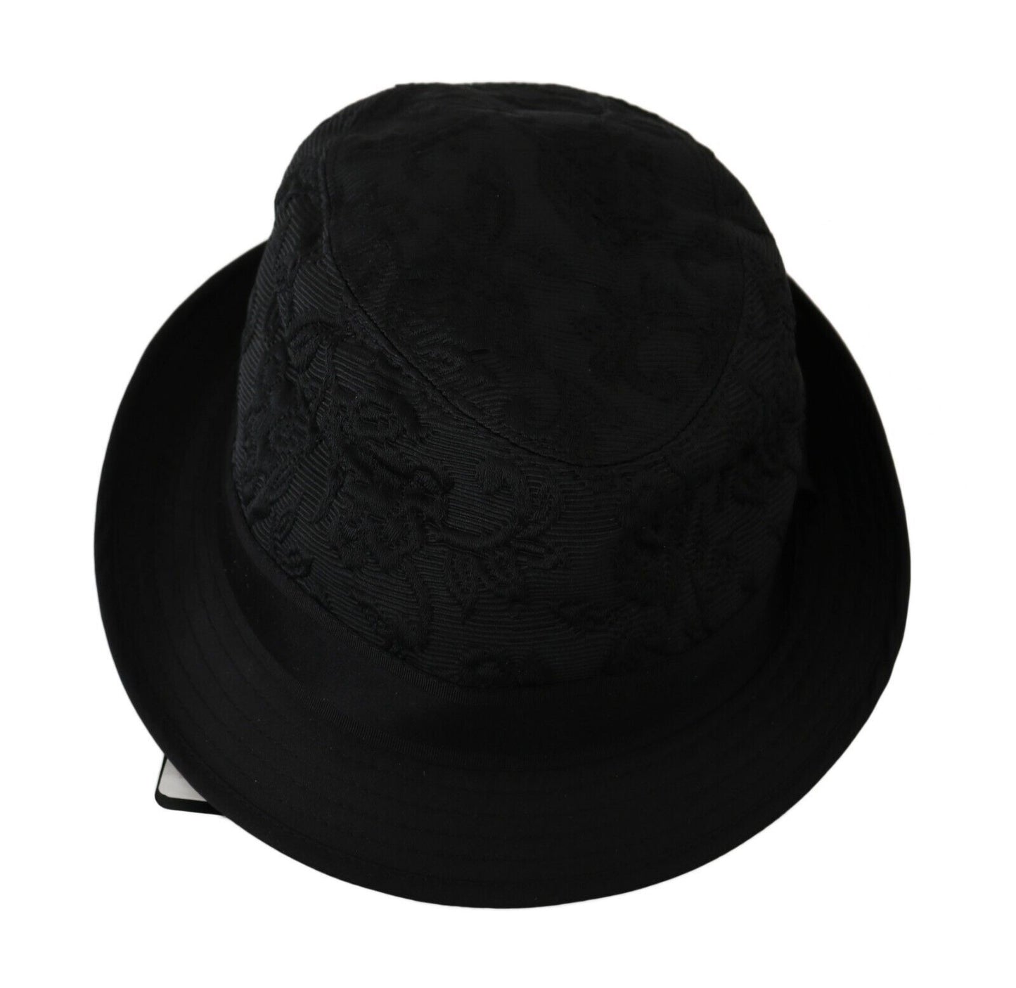 Floral Jacquard Fedora Hat in Black