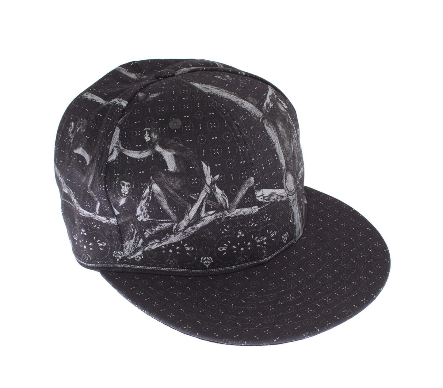 Chic Monkey Print Baseball Cap Dark Grey