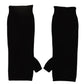 Black Knitted Fingerless Elbow Length Gloves