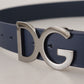 Elegant Blue Leather Belt with DG Buckle