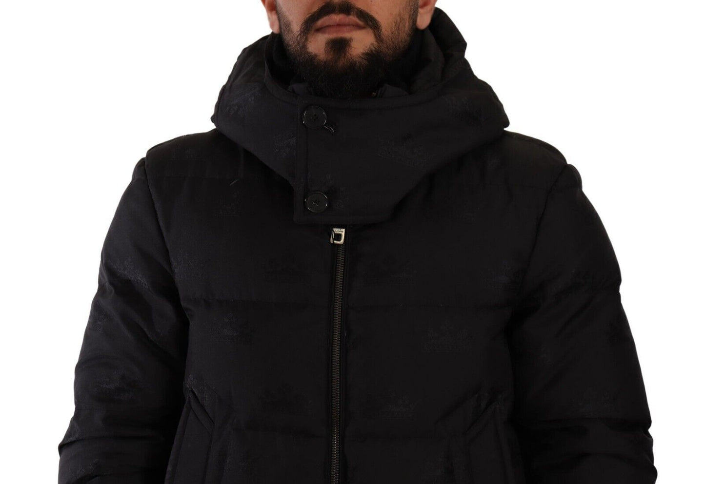 Elegant Black Parka Hooded Jacket