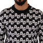 Black White Cotton DG Mania Logo Pullover Sweater