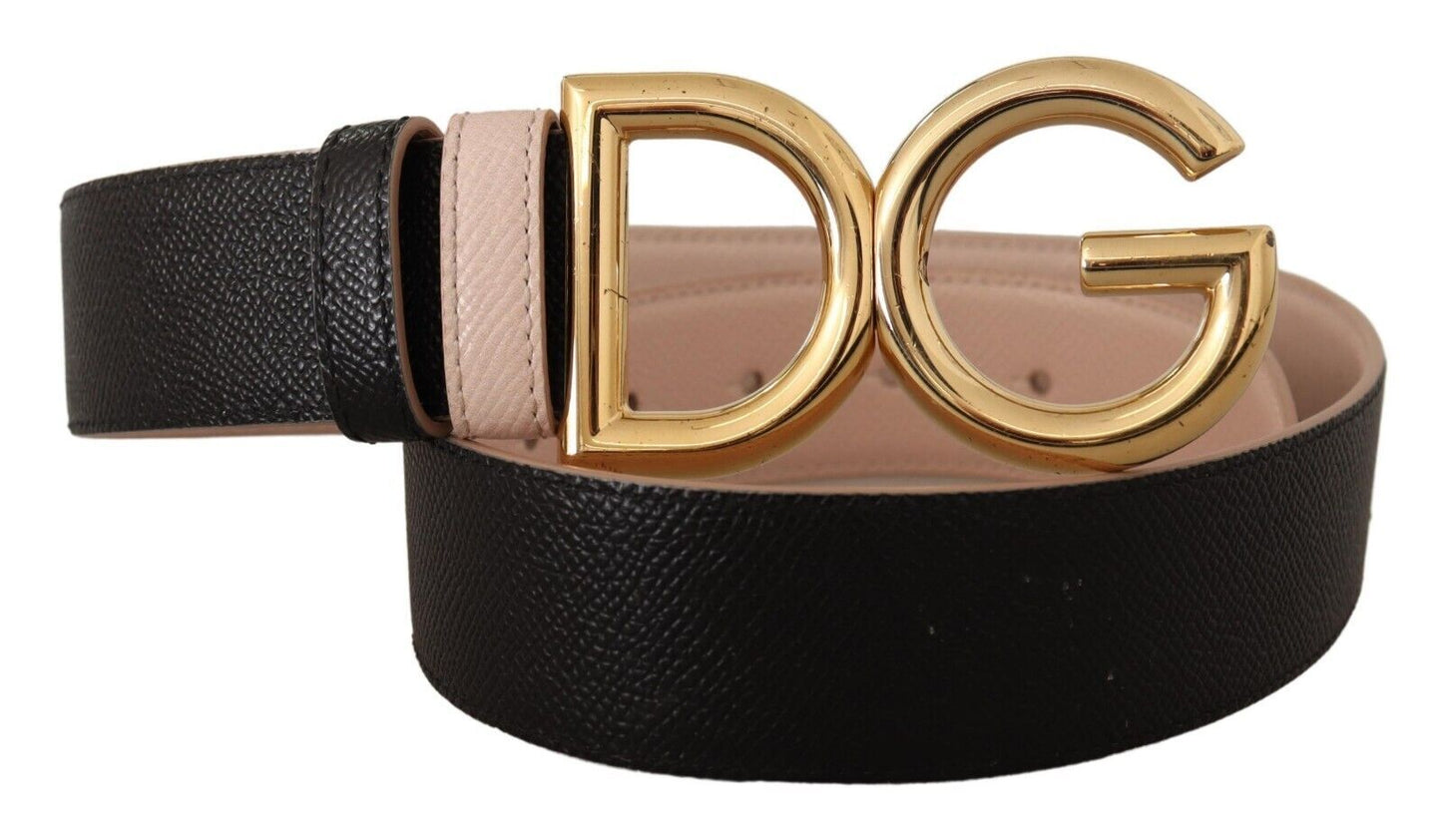 Elegant Dual-Tone Leather Belt with Gold Buckle