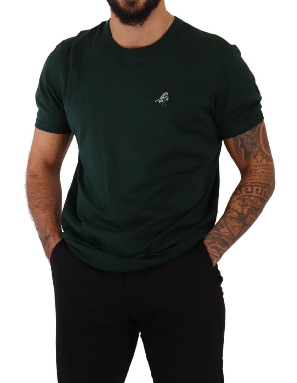 Elegant Dark Green Crew Neck Tee