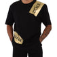 Elegant Black Cotton Tee with Gold Logo