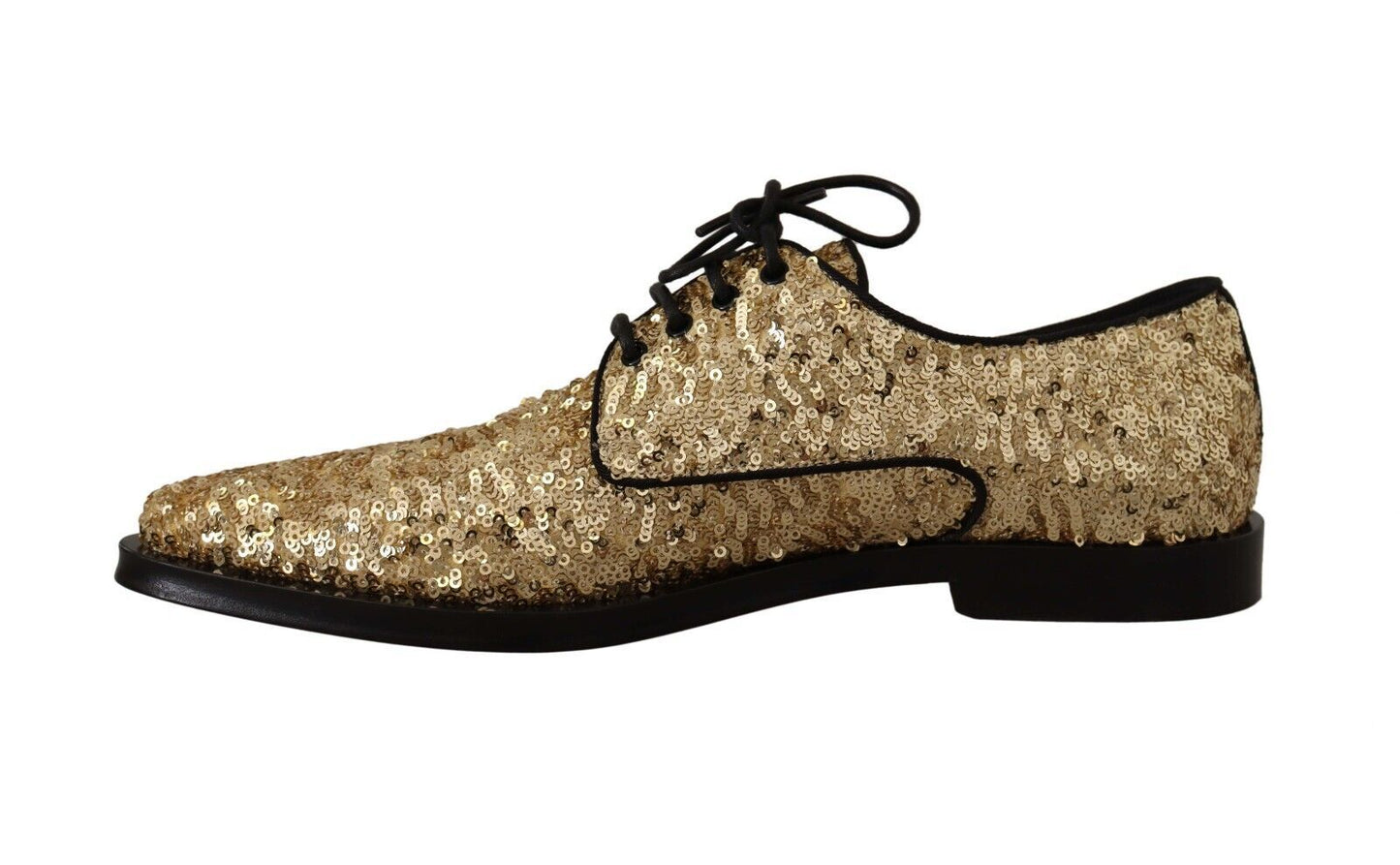 Elegant Golden Sequined Brogue Dress Shoes