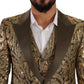 Elegant Brocade Three-Piece Slim Fit Suit
